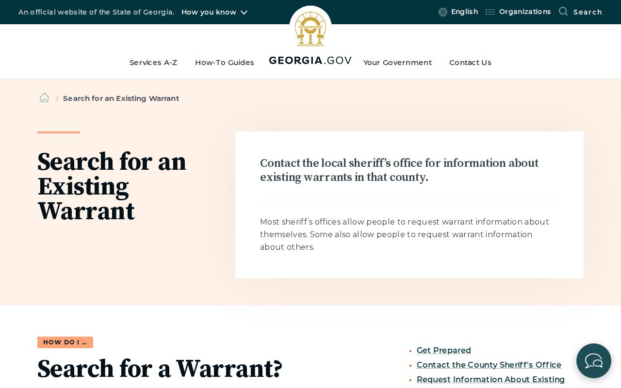 Towns County warrant-check route in Georgia official guidance